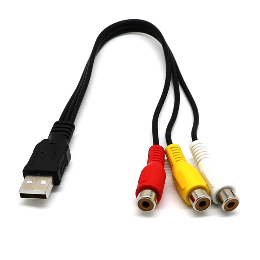 Композитный адаптер скорости 30 см 3 RCA штекер на USB 2 0 Штекер Аудио Видео AV кабель