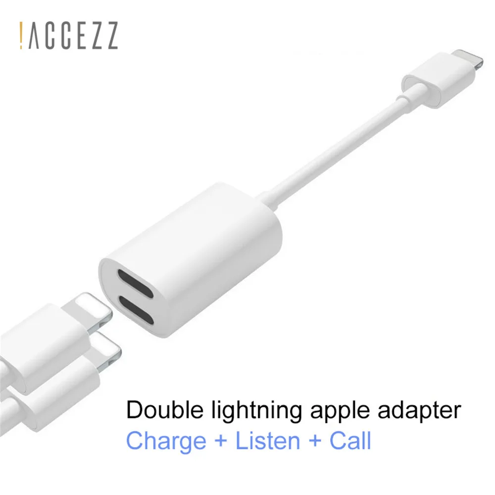 ACCEZZ для Apple зарядка аудио адаптер для iPhone X 7 8 plus XS XR IOS 11 сплиттер зарядки наушников 2 в 1 Aux кабель конвертер - Цвет: Белый