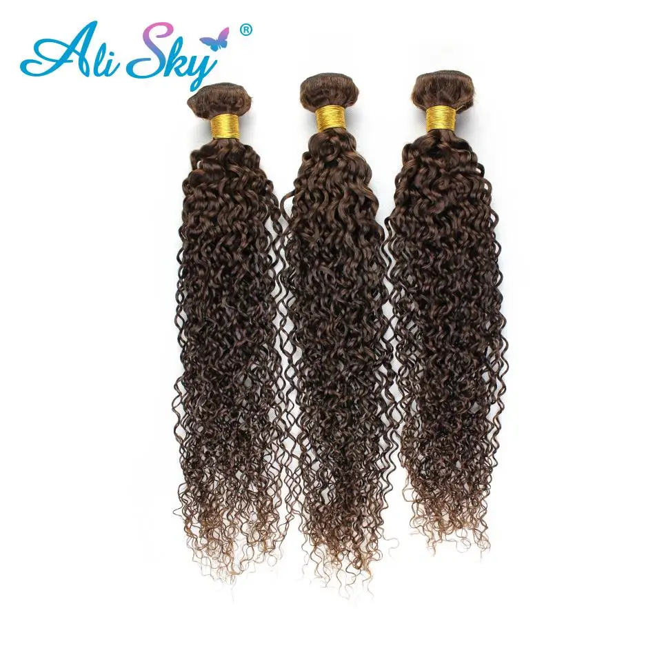 Ali Sky перуанские Remy#4 кудрявые вьющиеся волосы 3 пряди, волнистые человеческие волосы для наращивания