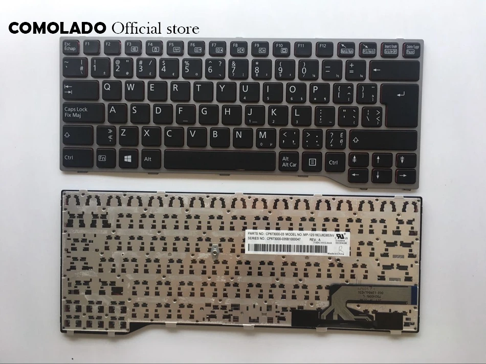 Canadian English Laptop keyboard For FUJITSU For LIFEBOOK T725 T726 black with Gray frame keyboard