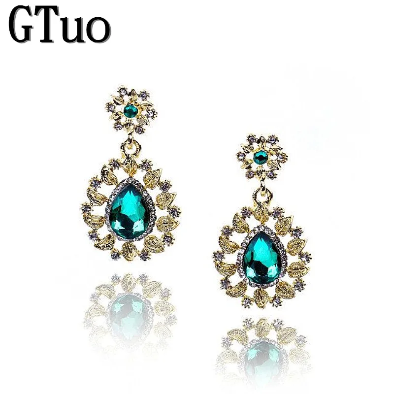 

New Natural Gem Flower Earring for Women Girl Christmas Gift Shiny Crystal Drop Earring Statement Fashion Jewelry Oorbellen 2120