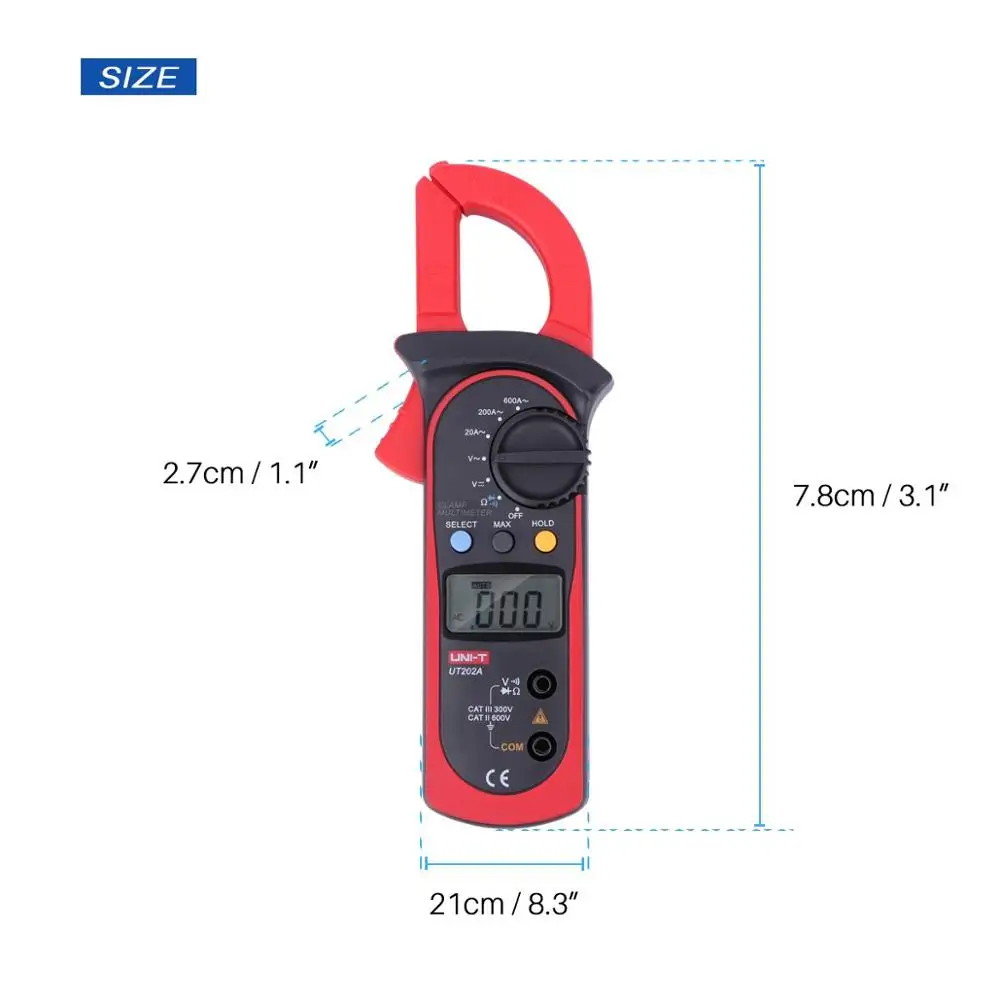 UNI-T UT202A 400-600A цифровой клещи диагностический инструмент ток вольтметр емкость Тесты er тест НТС DC/ac-мультиметр