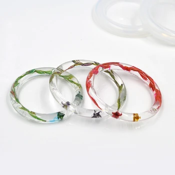 

Flower Invitation Bangle mold MD1007_Transparent Silicone Round Bracelet Mould For Resin Real Flower DIY Mold
