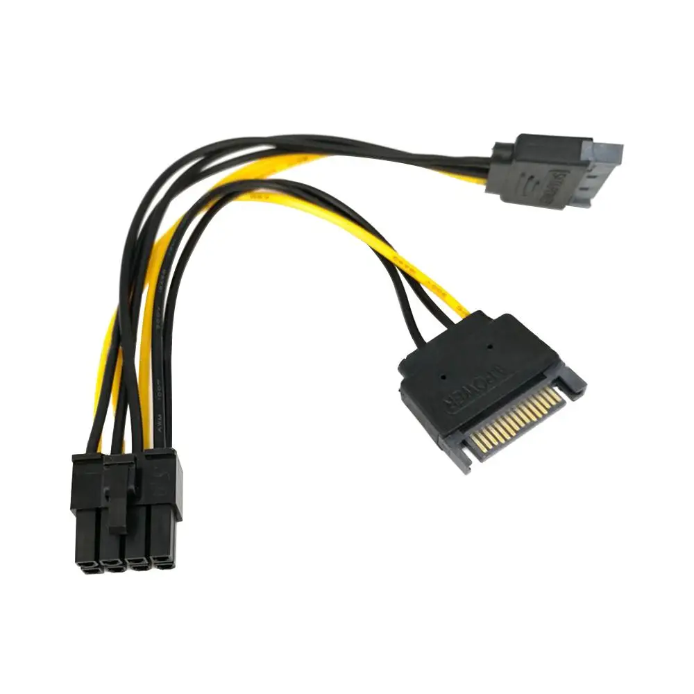 

Cewaal Universal 8P To SATA Male 1 to 2 Card Powr Adapter Cable 20cm PCIE SATA Power Supply Cable