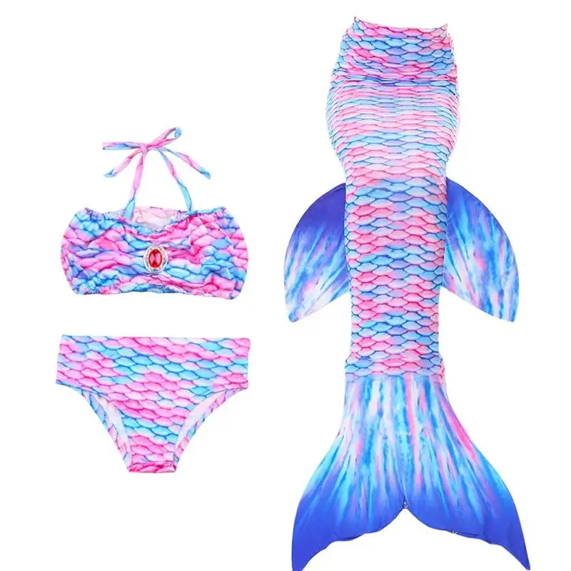 3 шт./компл. Лидер продаж для девочек с хвостом русалки купальный костюм бикини ванный комплект платье для девочек «рыбий хвост» костюм комплект