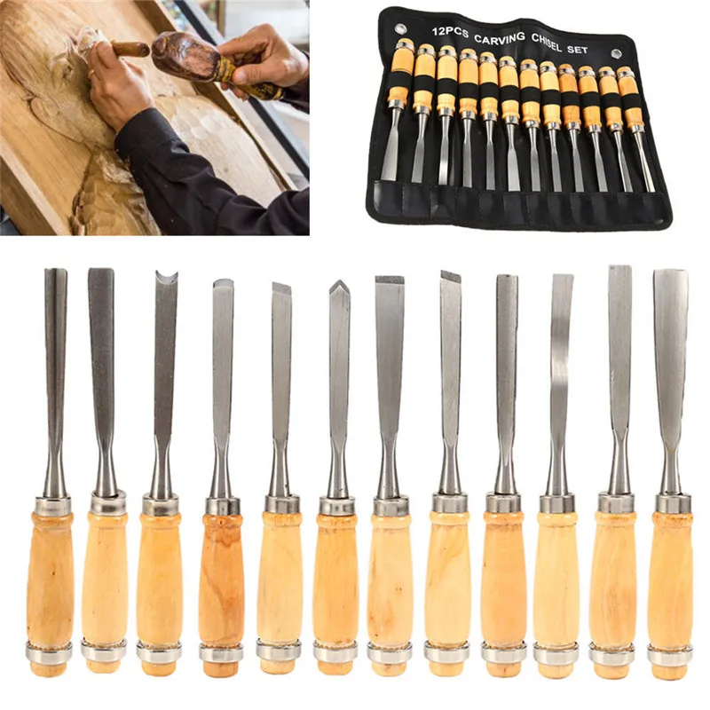 12pcs/Set Multi Tool Woodcut Knife Hand Wood Carving Hand Chisel Tool