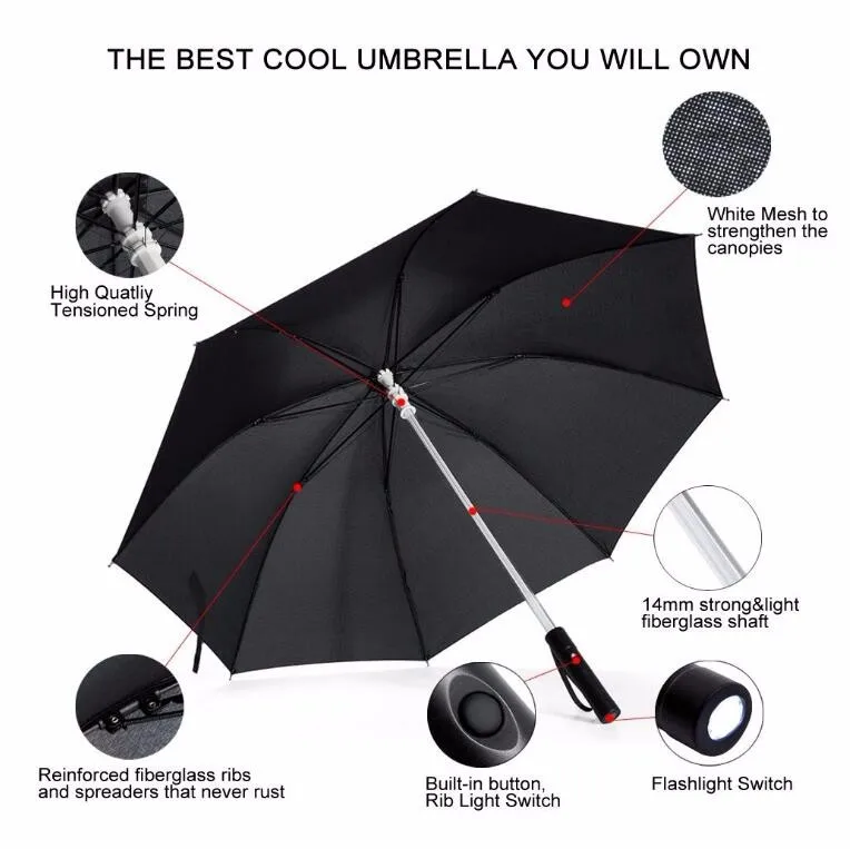 7 цветов светодиодный зонтик «Звездные войны», зонт для гольфа, Зонт от дождя для мужчин и женщин, светильник с защитой от вспышки в ночное время, светильник для автомобиля, прозрачный зонт
