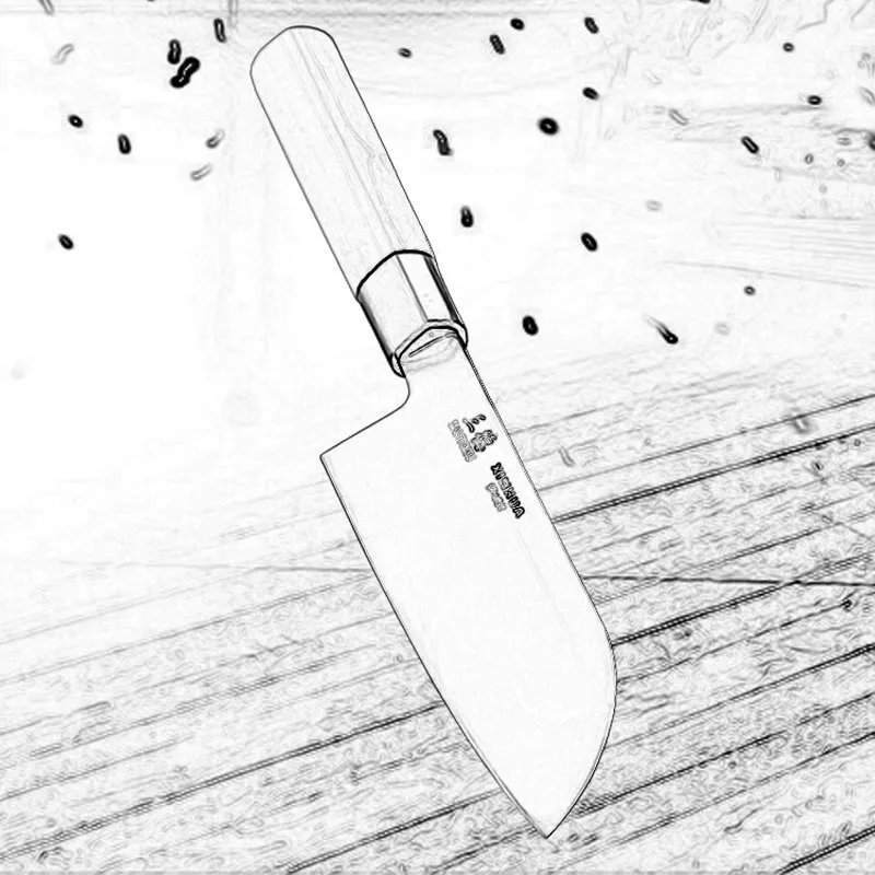 Ножи японский шеф-повара Santoku нож из нержавеющей стали для резки мяса нарезка овощей поднос для суши и сашими нож