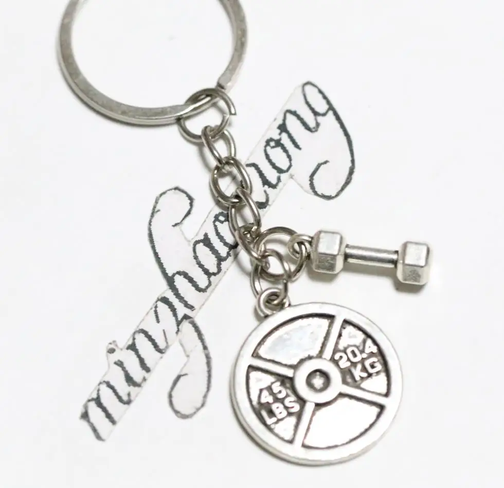 

45lbs WEIGHT & Dumbbell Charm Keychain * Fitness Crossfit Bodybuilding Gym