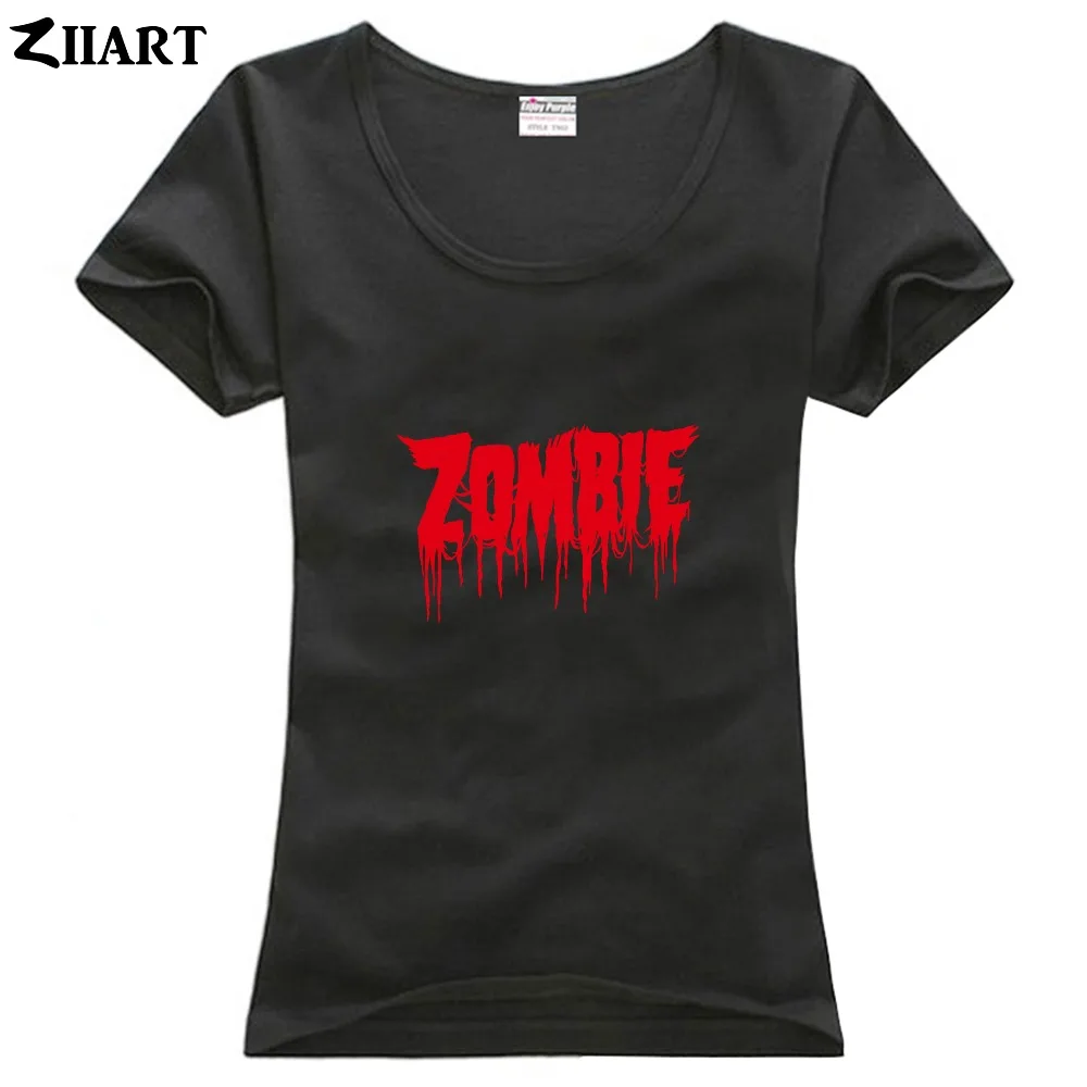 Одежда для пары с надписью bloody zombie Женская хлопковая футболка короткими рукавами
