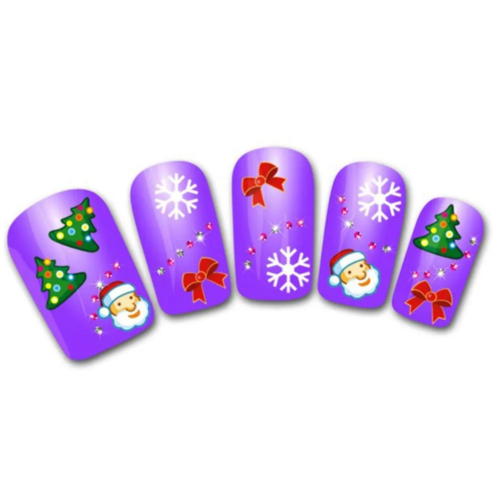 Sliders For Nail Art Decorations Women's Christmas 3d Nail Decals Water Transfer Stickers For Nails Finger Nagels Spulletjes#y2