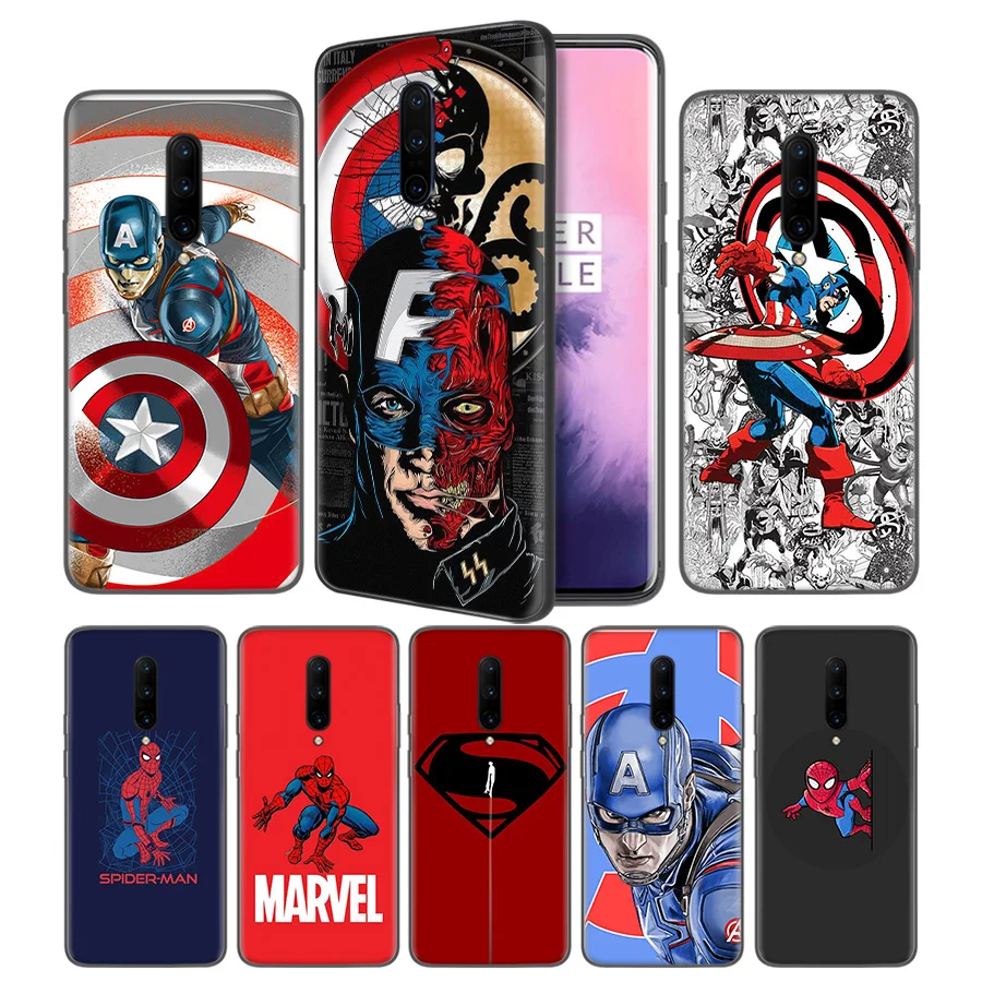 Marvel Batman Spiderman Captain AmeSoft Black Silicone Case Cover for font b OnePlus b font 6