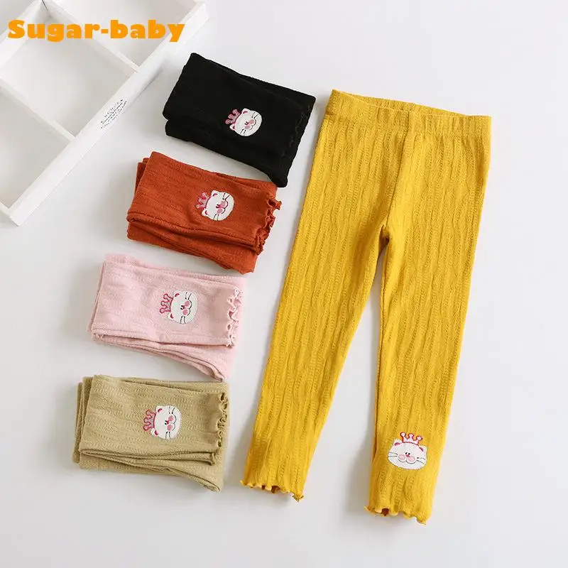 

Girl Leggings Autumn Winter Japan Style Cartoon Embroiderid Elastic Waist Warm Children Pencil Pants Kids Bottoming Trousers