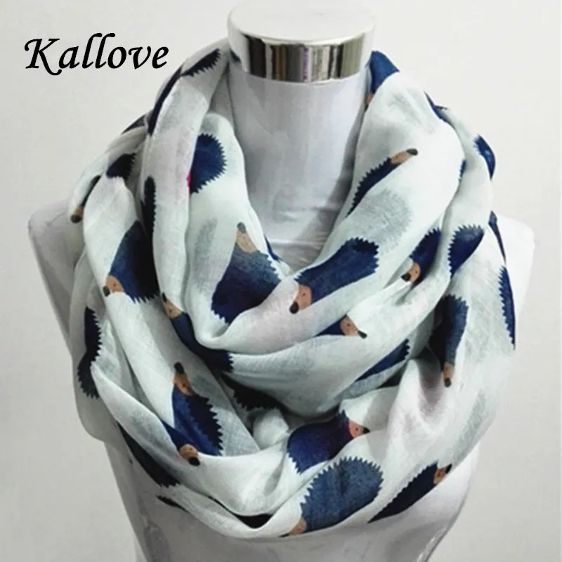 New Women Ladies Fashion Viscose Cotton Hedgehog Print infinity scarf Fashion Animal...