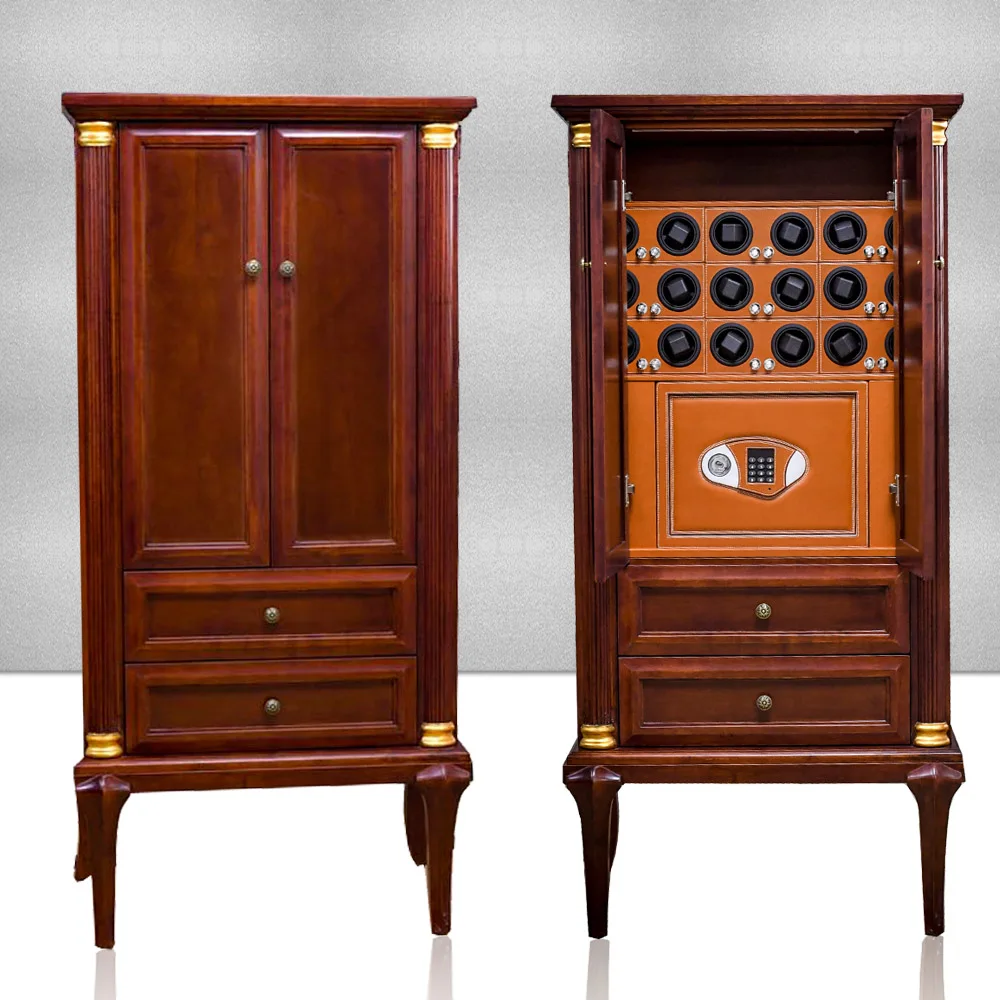 

Solid wood Watch winder for 30 automatic watches cabinet and Jewelry storage Strongebox with Steel watch safe box