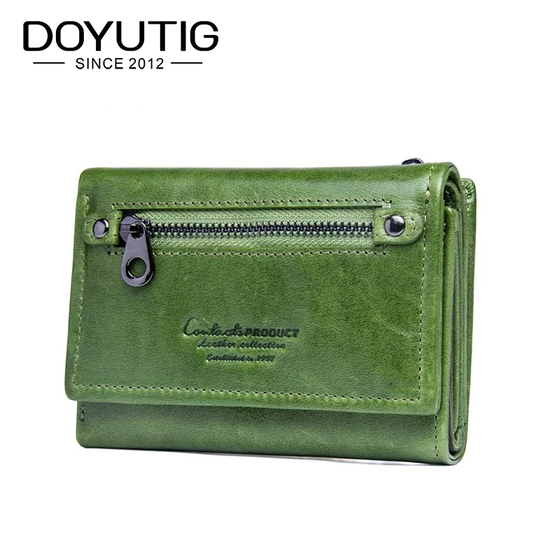 Брендовые женские короткие кошельки DOYUTIG из натуральной коровьей кожи