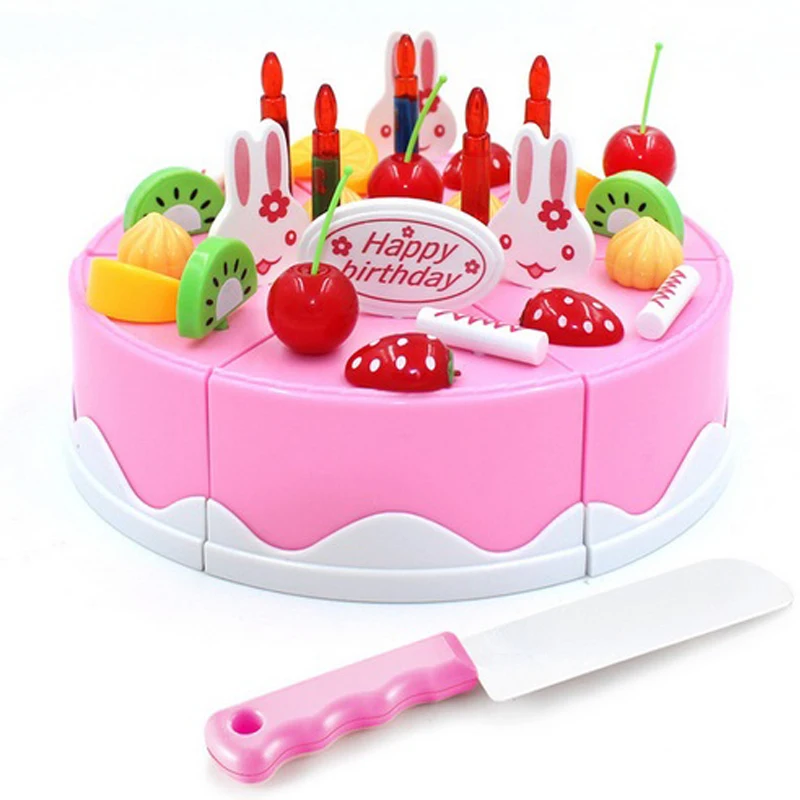 38 pcs Safe ABS Plastic Kitchen Toy Fruit Birthday Cake Cutting Kids Pretend Play Role Educational Girl DIY De Juguete Boy Gift | Игрушки и