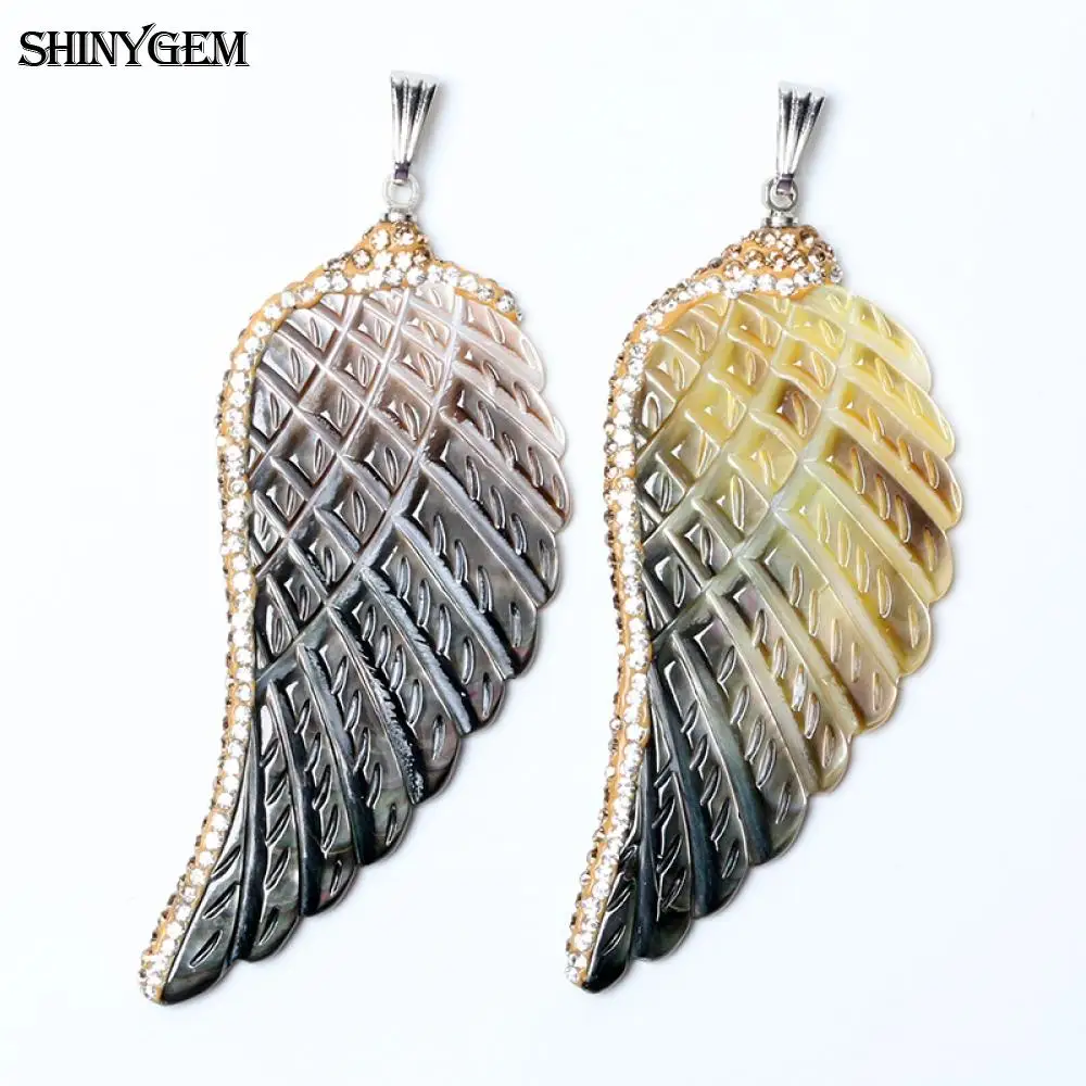 ShinyGem натуральный Абалон ракушка подвески крылья в винтажном классическом