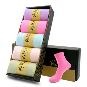 

CHAISHOU 2019 New autumn winter women boxed socks 5 pairs Packing casual cotton socks CSWZ-12