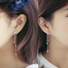 Новое поступление Звезда Луна с кристаллами 925 пробы серебряные серьги гвоздики для женщин ювелирные изделия Pendientes Brinco