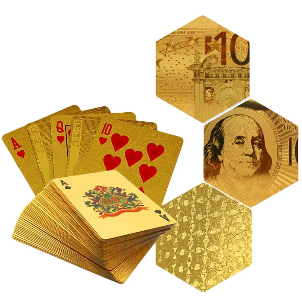 

Foil Grid Golden Poker Card Waterproof Playing Cards Classic Magic Tricks Tool Poker for Stocking Filler Party Board Card Games