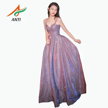 

ANTI 2019 Fashion Women Cocktail Dresses Elegant Sweetheart Neck Sequins Sleeveless vestidos de coctel Long Party Gowns Hot Sale