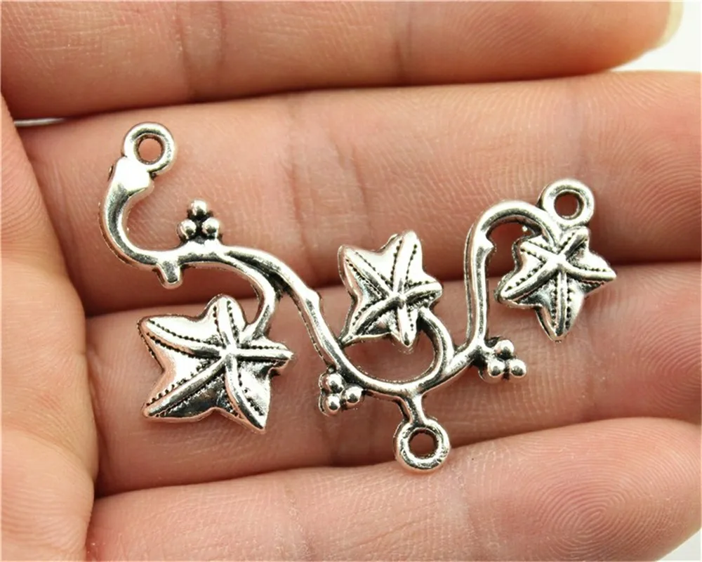 

WYSIWYG 4pcs 48x29mm Flower Branch Charms Connector Flower Branch Connector Charms Flower Charms Connector For Bracelet Making