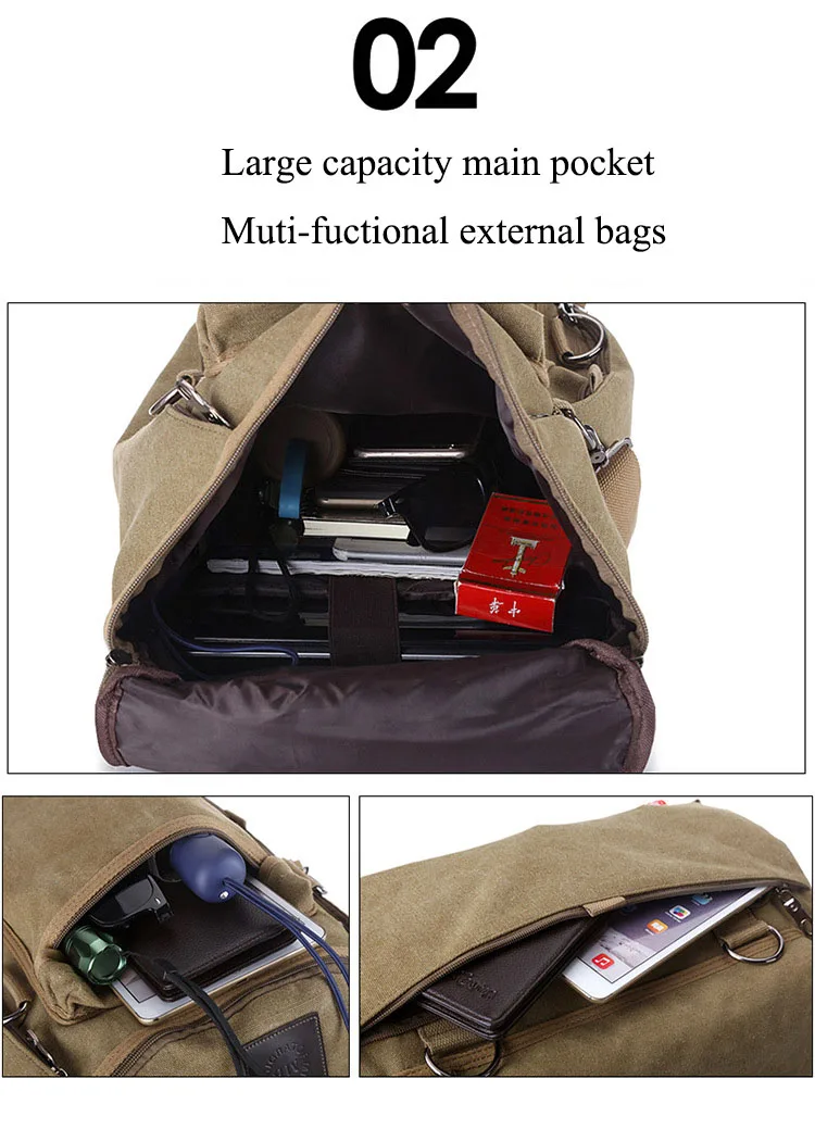 Men's Canvas Travel Backpack Large Mutifuction Vintage Weekends Rucksack Male Fashion Hand Duffle Luggage Overnight Bag for men (4)