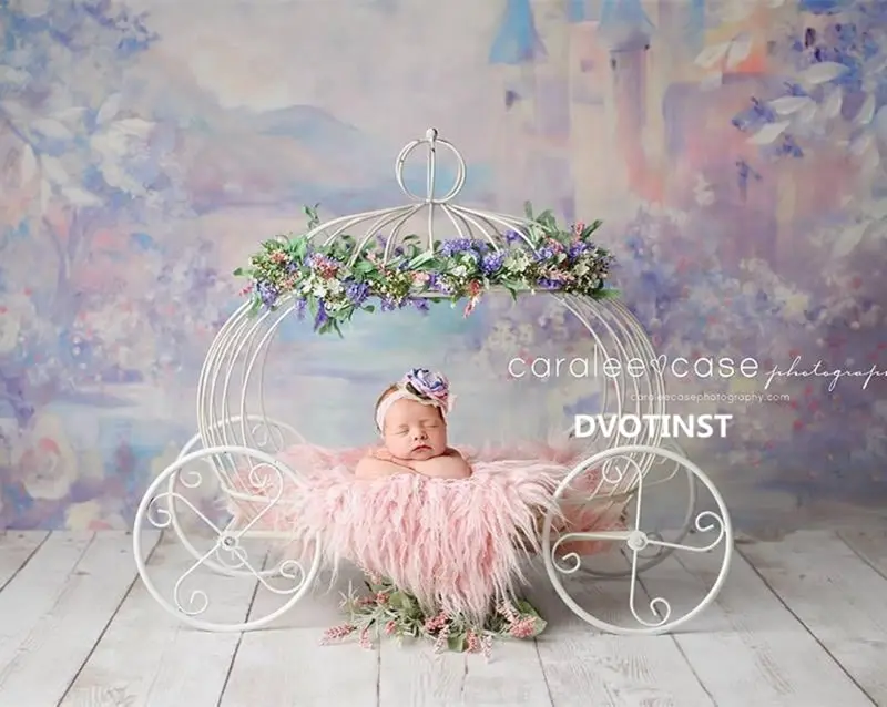Newborn Photography Props Baby Iron Princess Cinderella Carriage Prop Posing Pumpkin Car Poser Fotografia Photo Props