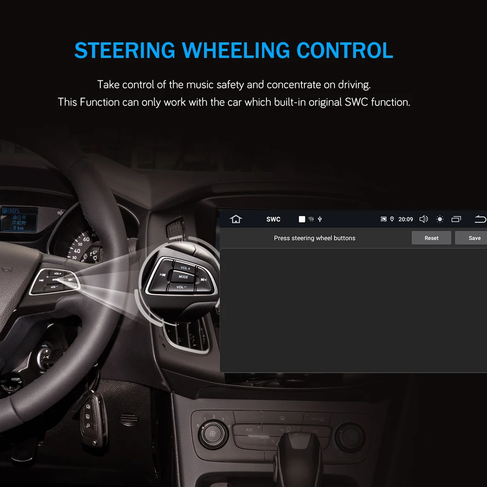 Podofo автомобильный мультимедийный DVD плеер Android 9 0 2 Din GPS Авторадио для Ford Focus Mondeo Kuga