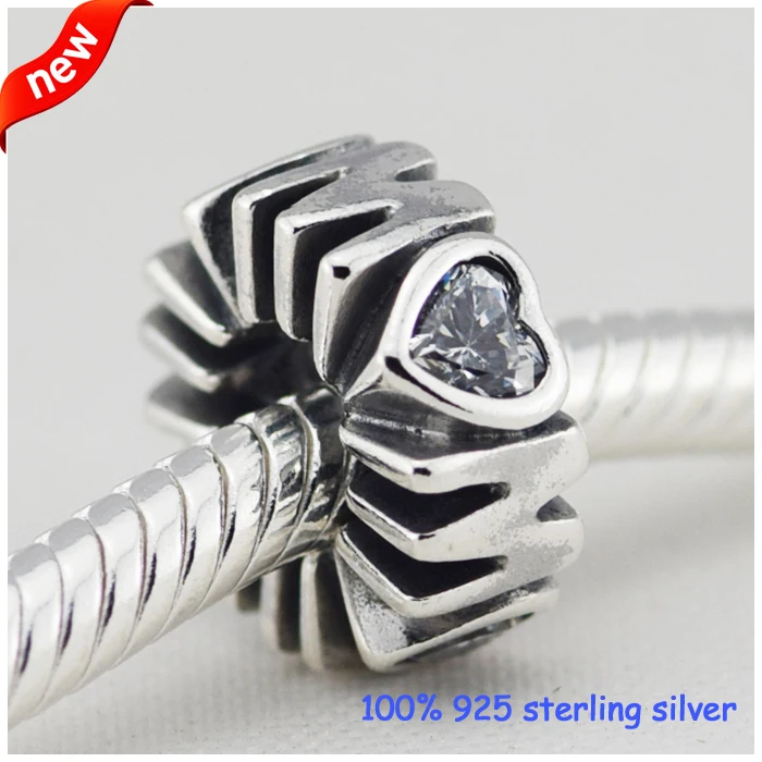 Подходит для браслетов Pandora Mum Spacer серебряные бусы с фианитом Летний стиль 925