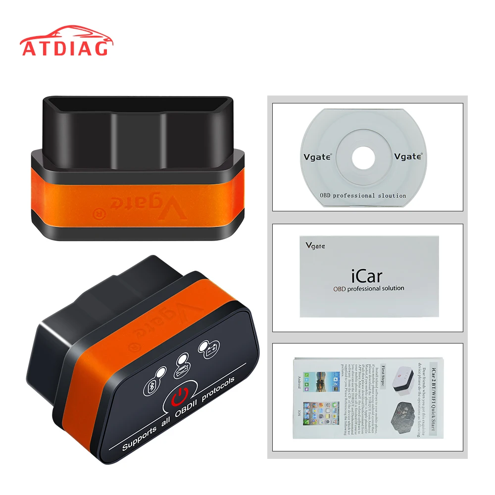 ELM327 Vgate icar2 Bluetooth/Wifi OBD2 диагностический инструмент ELM327 Bluetooth OBD 2 сканер Мини ELM327 WiFi для Android/IOS/PC