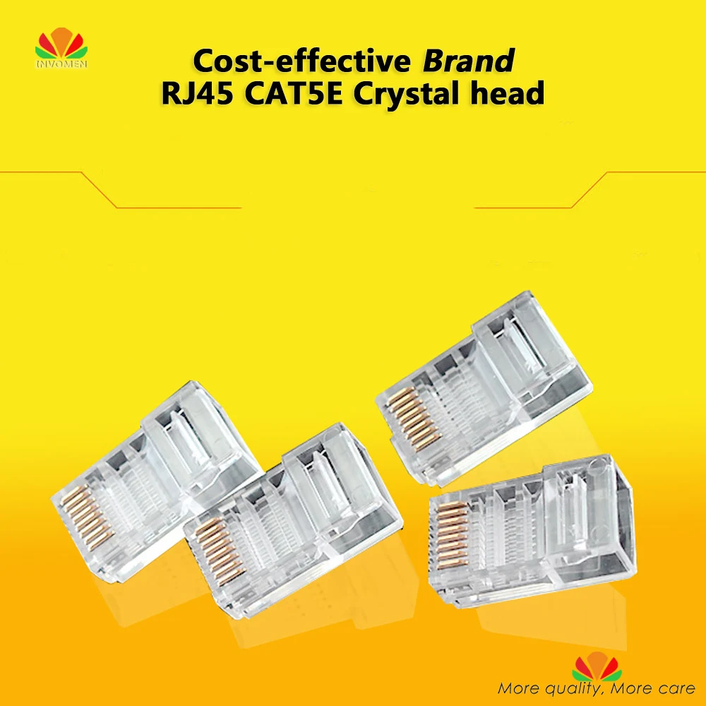 

100pcs Brand Cost-effective RJ45 connector CAT5E Crystal head 8P8C plug OFC copper Network Cable Adapter For Computer Ethernet