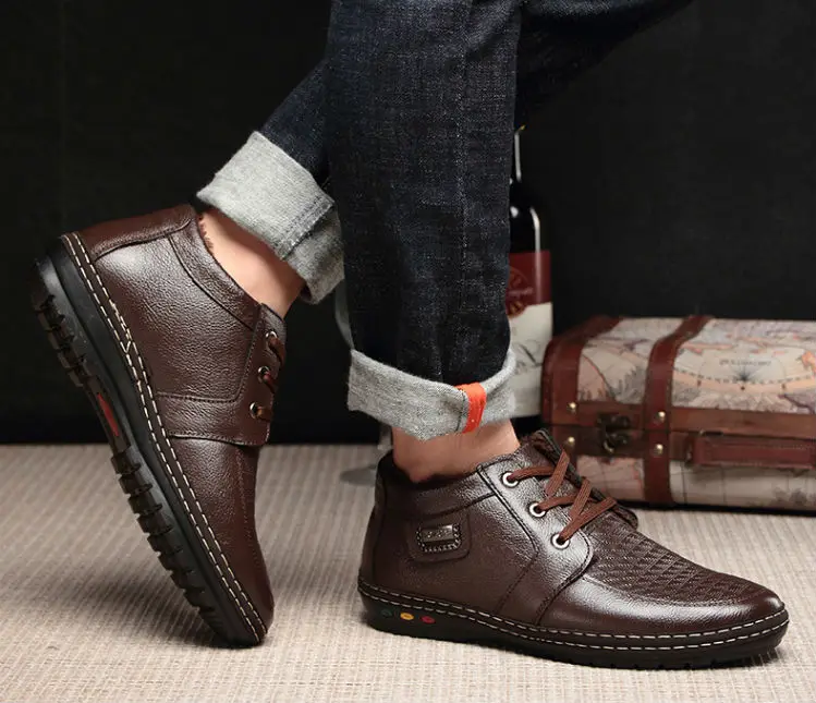 BIMUDUIYU повседневная обувь на шнуровке мужские зимние ботинки с коротким плюшем; модные тактические ботинки мужские теплые легкие Зимние ботильоны