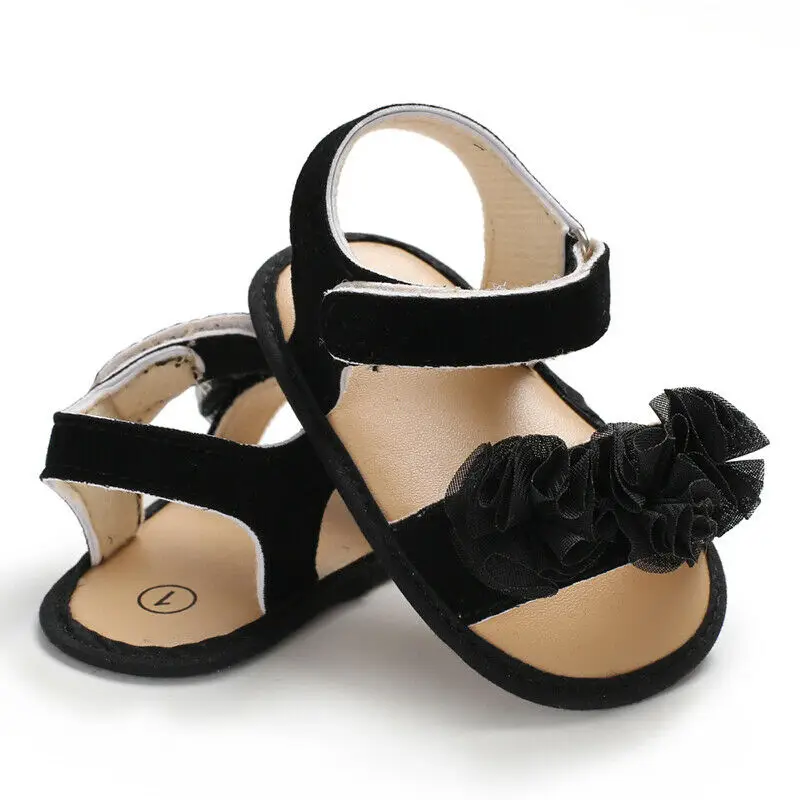 Baby Girl Soft Sole Flower Appliques Sandals Shoes 0-18M