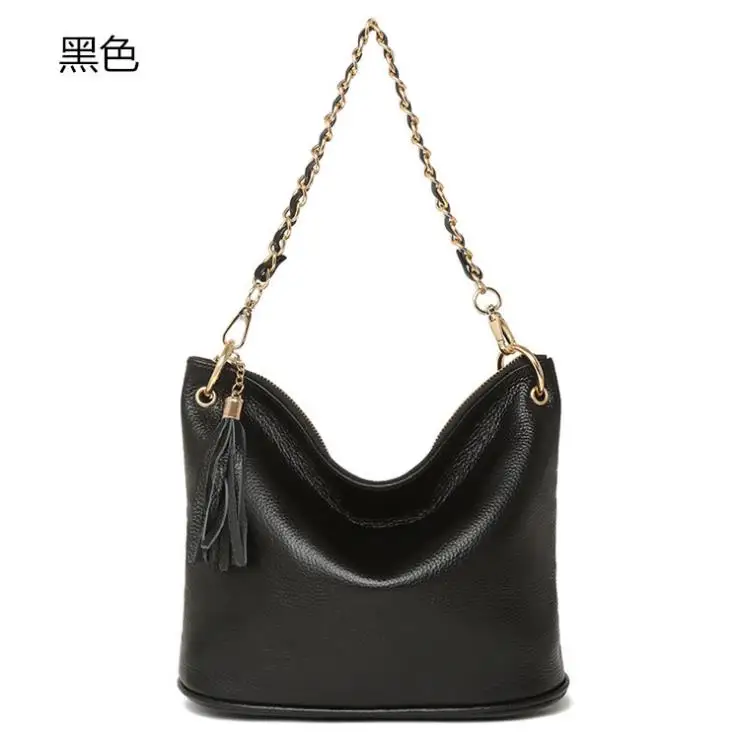 

100% leather bag brand women's handbag casual leather shoulder bag top layer leather fashion slung shoulder bag