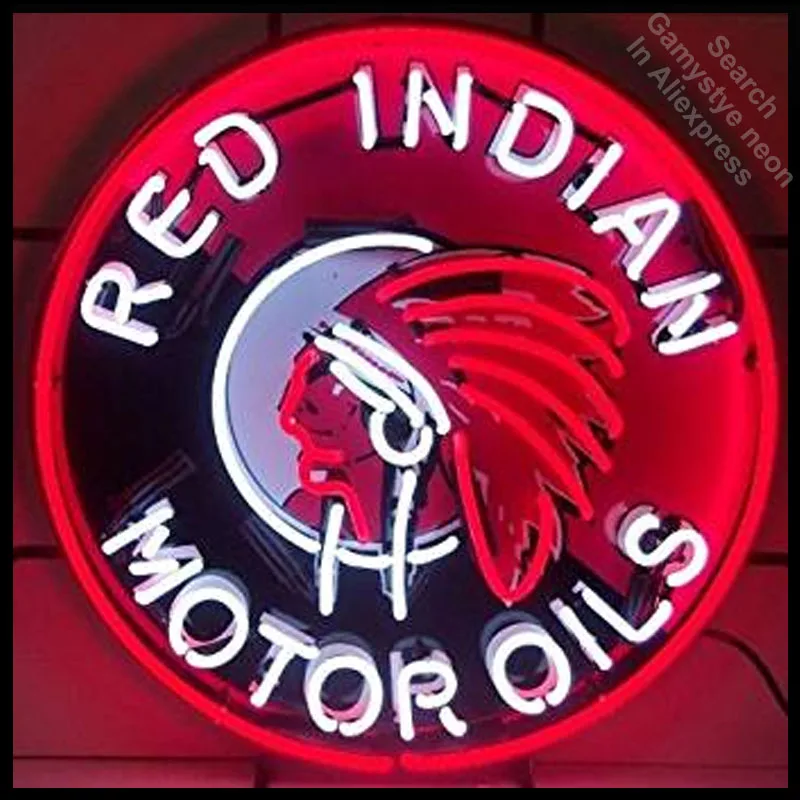 Neon Sign for Red Indian Motor Oils Bulb sign Oil Station Display Handmade Glass tube neon lights sale Paint Board | Освещение
