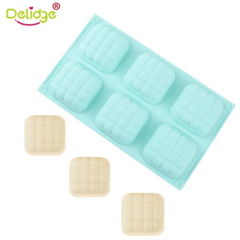 Delidge 1 шт. 6 отверстий квадратная силиконовая форма для мыла 3D Fondant шоколада