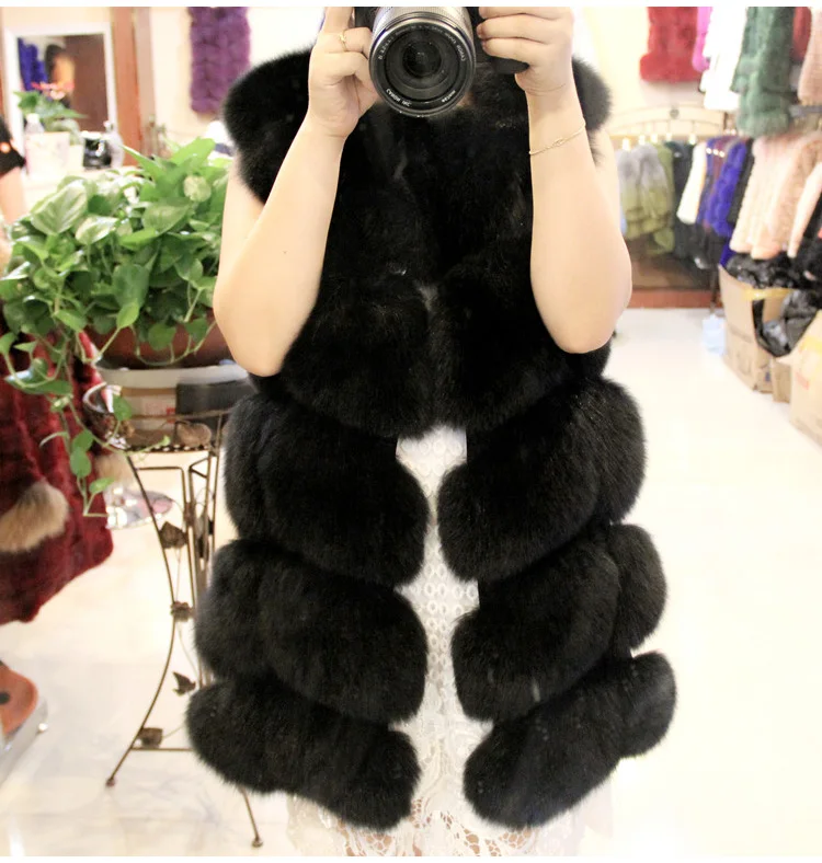 Faux Fur Vest Women 2018 Autumn winter warm Sleeveless Fur Jacket Female fashion Sleeveless fake Fox Fur Coat Casual casaco
