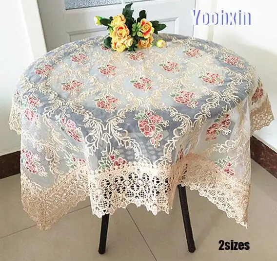 

Modern square Brown Tablecloth Transparent embroidery lace dining tea coffee Table Cover cloth Christmas party Wedding decor
