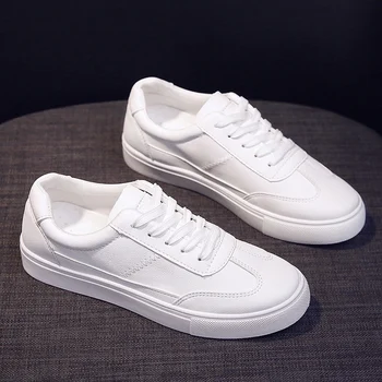 

Women Sneakers 2019 Women Caual Shoes Fashion White Sneaker Round Toe Women White Shoes Lace-Up Shoes Zapatillas Mujer NVX50