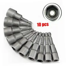 Metric 6mm-19mm Socket Magnetic Nut Driver Set Adapter Drill Bit 1/4'' Hex Shank