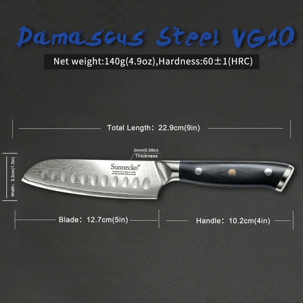 SUNNECKO " нож Santoku кухонные ножи 73 слоя японский Дамаск VG10 сталь бритва острый G10 Ручка для нарезки фруктов мясорубка