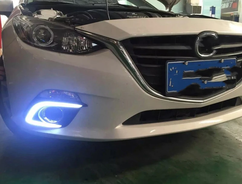 Автомобиль мигает 1 комплект DRL для Mazda 3 Axela светодиодный дневные ходовые огни дневного света противотуманная фара крышка с желтым сигналом