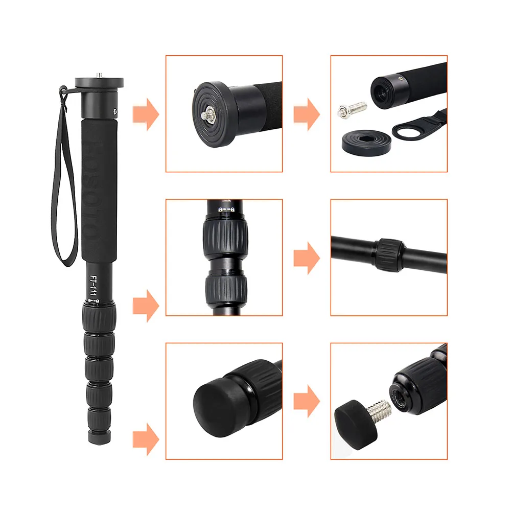 Fusitu FT111 алюминиевая профессиональная камера трость с мини-штативом монопод подставка база и головка штатива для DSLR