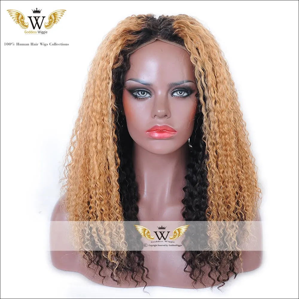 5A 150density Ombre Kinky Curly Lace Wigs For Black Women Full Lace