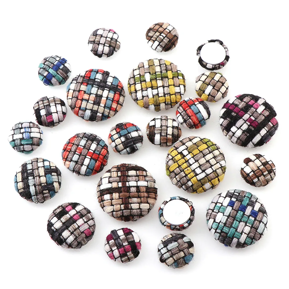 

15/20/25mm Fashion Woolen Weaving Cover Button For Jewelry Making Pendant DIY Material Earrings Eardrop Accessories Hand Made
