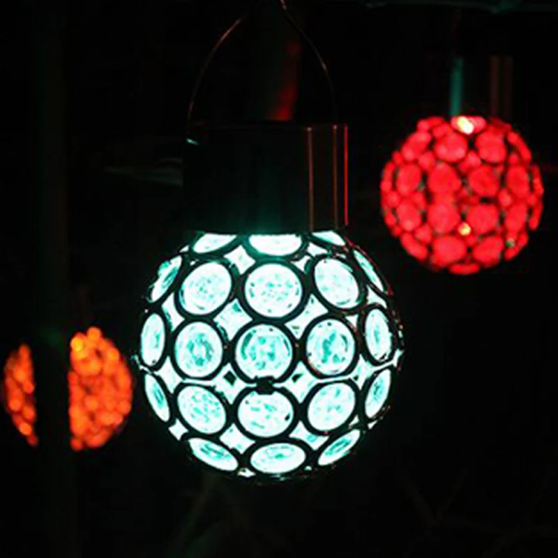 Solar Lamp Outdoor Waterproof LED Solar Light Colorful Hollow Ball Hanging Lamp LED Solar Powered Control Lamps Light Yard Lamp (2)