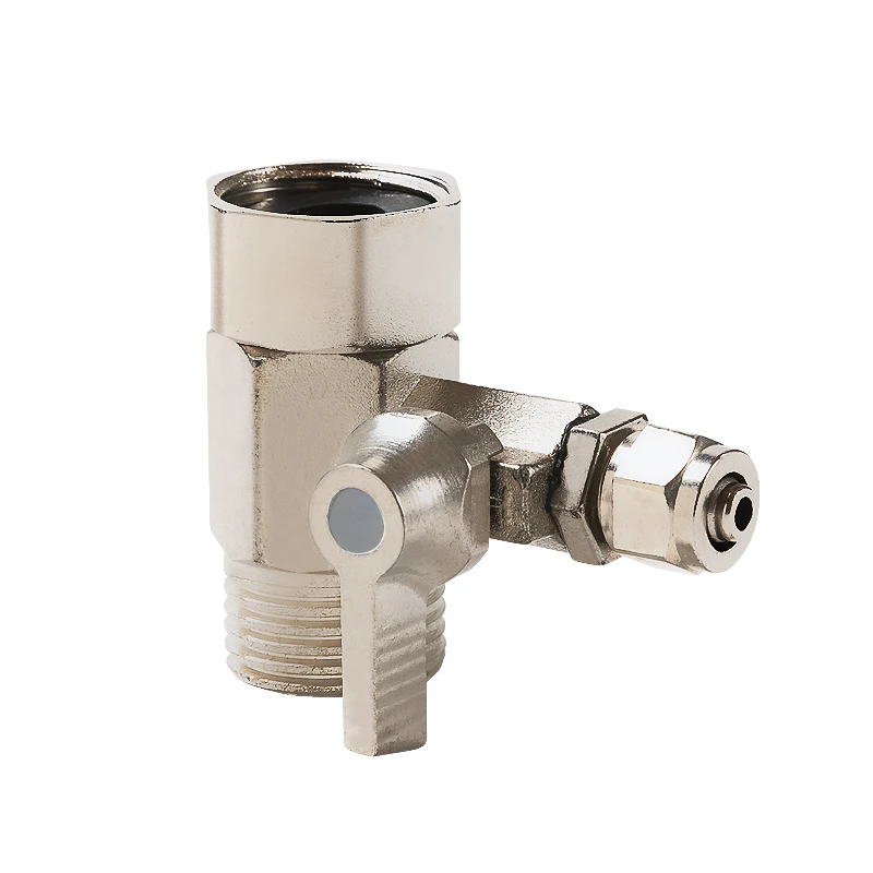 

1pcs 1/2" BSP Male to Female to 1/4" or 3/8" PE Tubing Three Way Ball Valve Loose Nut RO Filter Cartridge