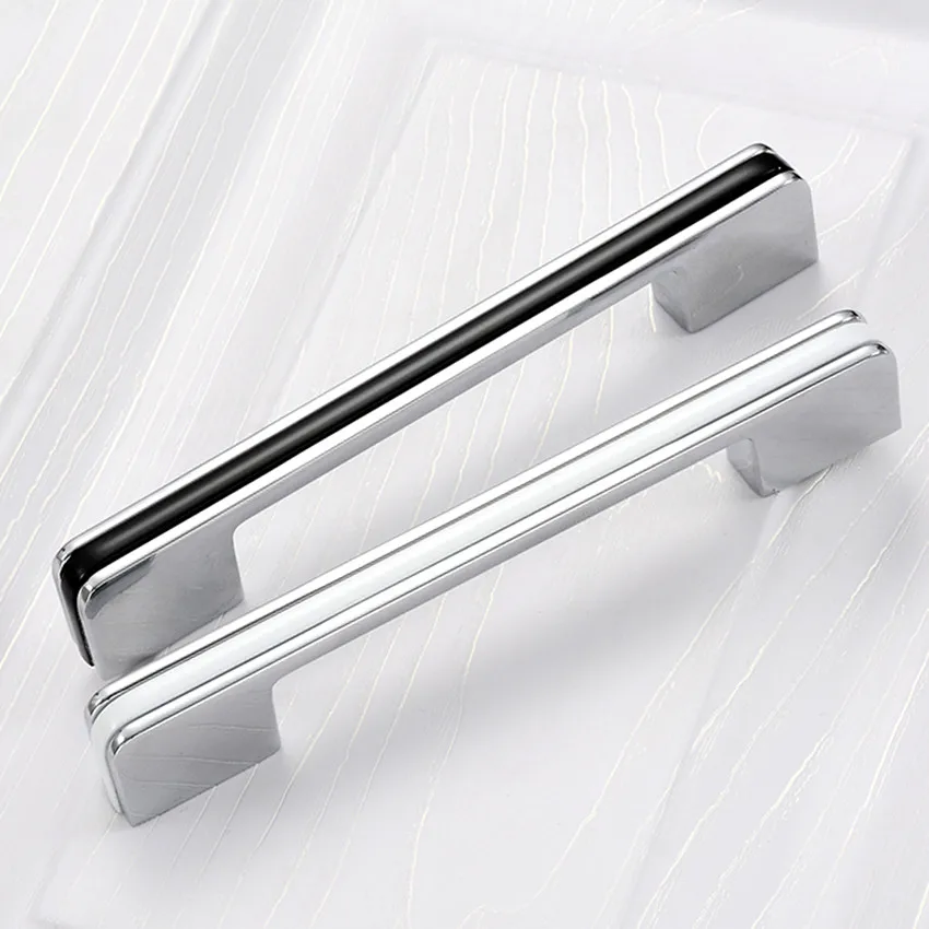 224 256 мм современный простой модный длинный Шкаф Кухонная ручка 96 128 160 192 мм черно-белый хромированный шкаф выдвижной ящик